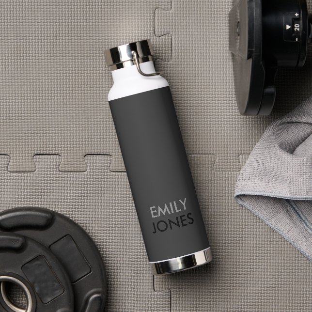 Elegant simple black and gray personalized water bottle (Gym)