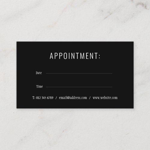 Elegant Simple Black and White Appointment Card