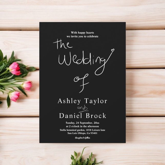 Elegant Simple Black And White Chic Modern Wedding Invitation (Creator Uploaded)