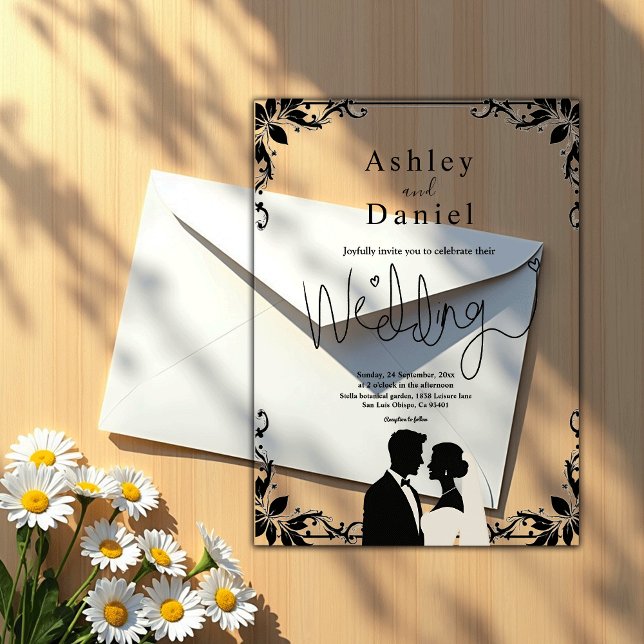 Elegant Simple Black And White Couple Chic Wedding Acrylic Invitations (Creator Uploaded)