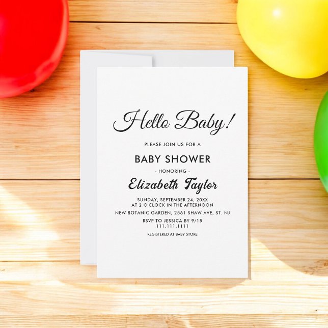 Elegant Simple Black And White Modern Baby Shower Invitation (Creator Uploaded)