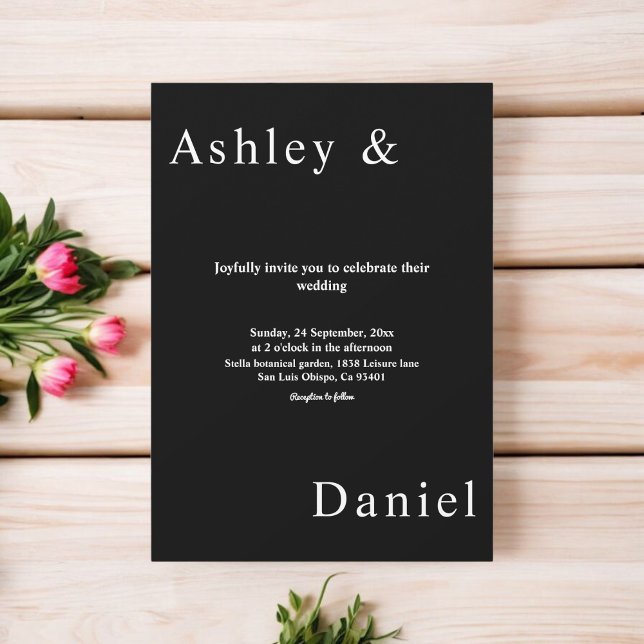 Elegant Simple Black And White Modern Chic Wedding Invitation (Creator Uploaded)