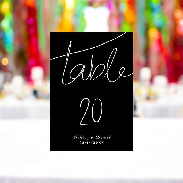 Elegant Simple Black And White Modern Chic Wedding Table Number (Creator Uploaded)