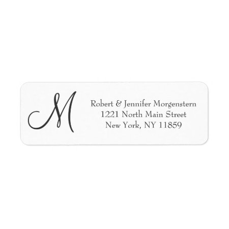 Elegant Simple Black And White Monogram Address Label