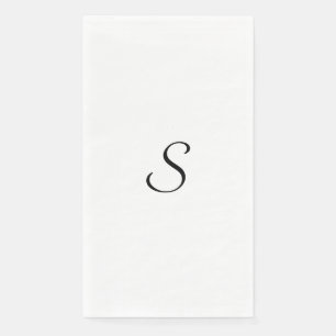 Elegant Simple Black and White Monogram Paper Guest Towels