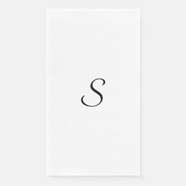 Elegant Simple Black and White Monogram Paper Guest Towels (Front)
