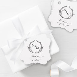 Elegant Simple, Black and White Monogram Wedding Favor Tags