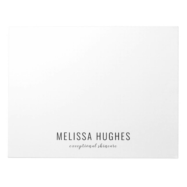 Elegant Simple Black and White Personalized Notepad (Front)