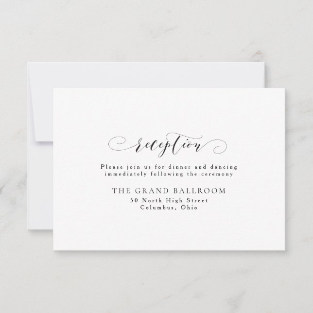 Elegant simple black and white reception invitation (Front)
