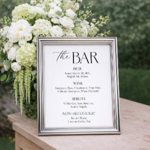 Elegant Simple Black and White Wedding Bar  Poster