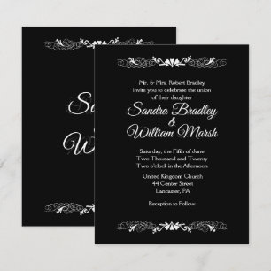 Elegant Simple Black and White Wedding Invitation