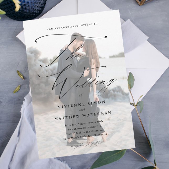 Elegant Simple Black and White Wedding Magnetic Invitation (Creator Uploaded)