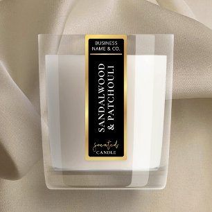 Elegant Simple Black & Gold Tamper Proof Candle Labels