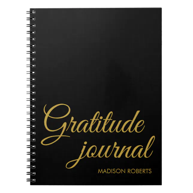 Elegant simple black gratitude journal | Zazzle