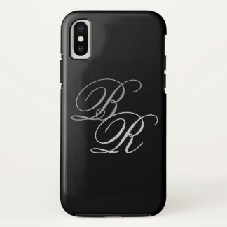 Elegant Simple Black Gray Monogram Initials iPhone X Case