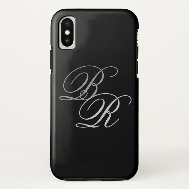 Elegant Simple Black Gray Monogram Initials Case-Mate iPhone Case (Back)