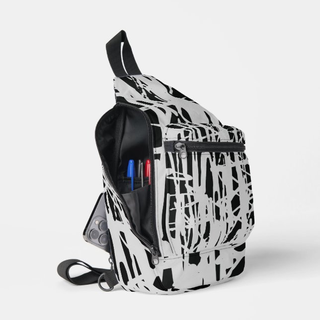 Elegant Simple Black & Grey  Sling Bag (Open)