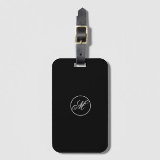 Elegant  Simple Black Minimalist Monogram Luggage Tag