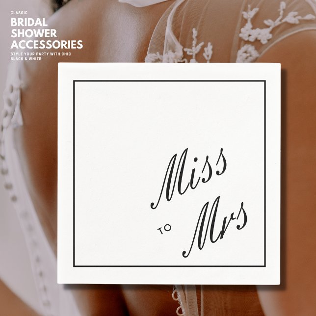 Elegant Simple Black Miss to Mrs Bridal Shower Napkins (Creator Uploaded)