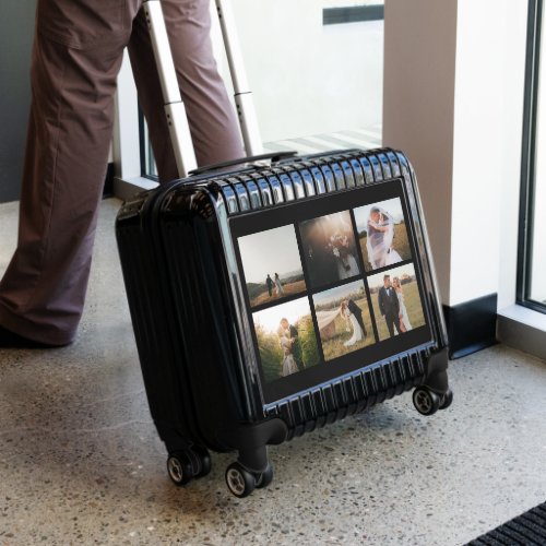 Elegant Simple Black Wedding Photo Collage Modern Luggage