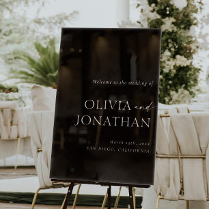 Elegant Simple Black Wedding Welcome Acrylic Sign
