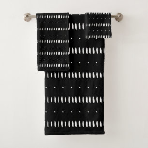Elegant simple black &white abstract pattern bath towel set
