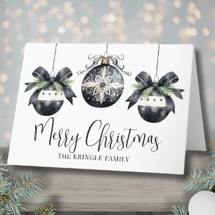 Elegant Simple Black White Christmas Holiday Card
