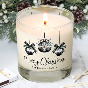Elegant Simple Black White Christmas Scented Candle