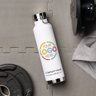Elegant Simple Black White Company Business Logo Water Bottle