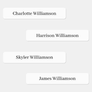 Elegant simple black white custom name waterproof kids' labels