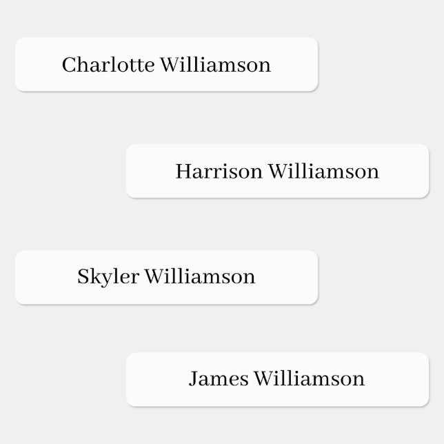 Elegant simple black white custom name waterproof kids' labels (Group)