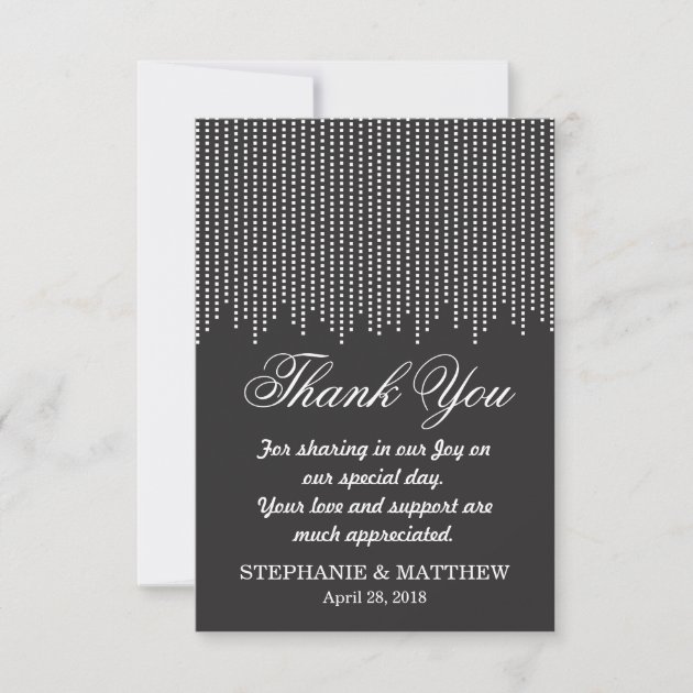 Elegant Simple, Black & White Falling Confetti Thank You Card