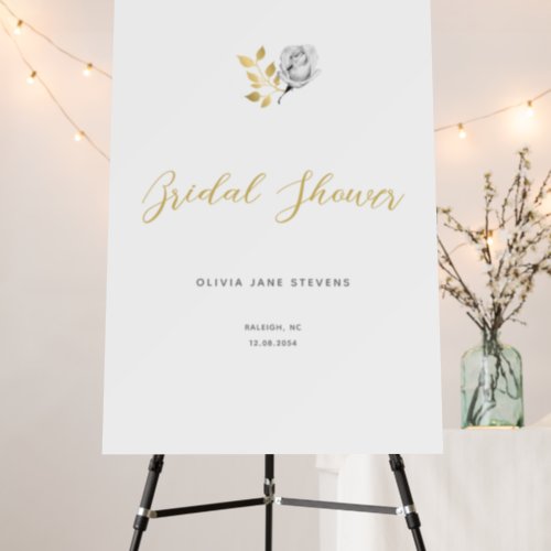 Elegant Simple Black White Gold Bridal Shower Foam Board