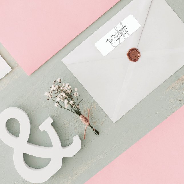 Elegant Simple Black White Gray Monogram Address Label (Creator Uploaded)