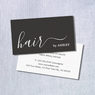 Elegant Simple Black White Hair Stylist Business Card