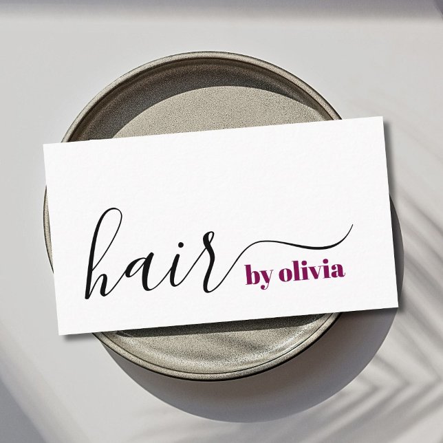 Elegant Simple Black White Hair Stylist Business Card (Creator Uploaded)