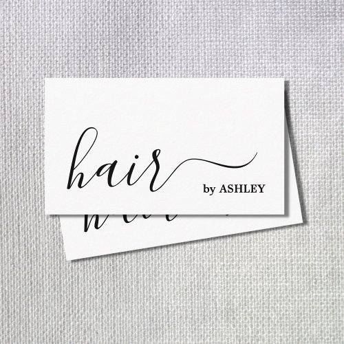 Elegant Simple Black White Hair Stylist Business Card