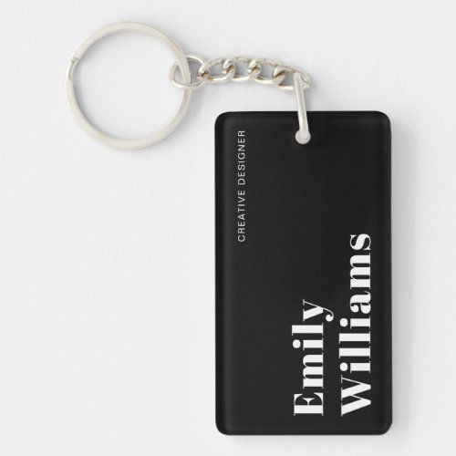 Elegant Simple Black  White Minimal Keychain