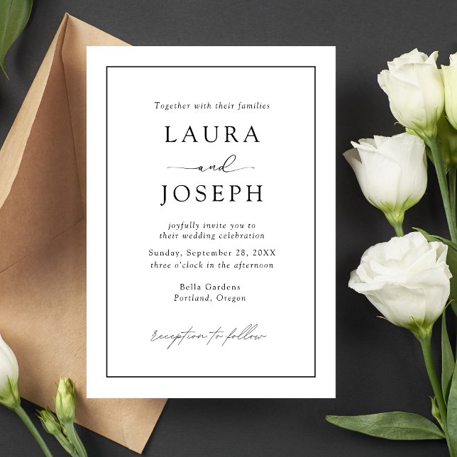 Elegant Simple Black & White Minimalist Wedding Invitation (Creator Uploaded)