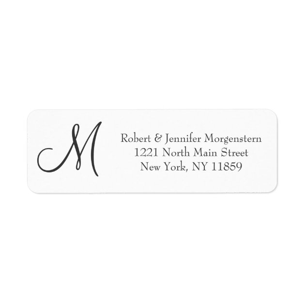 Elegant & Simple, Black & White Monogram Address Label