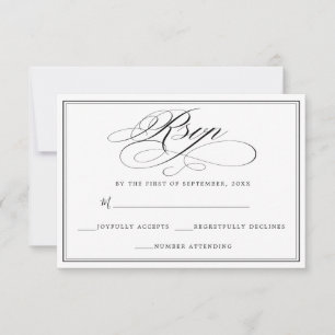 Elegant Simple Black & White RSVP
