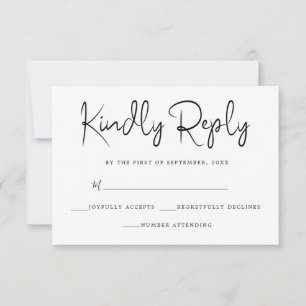 Elegant Simple Black & White RSVP Card