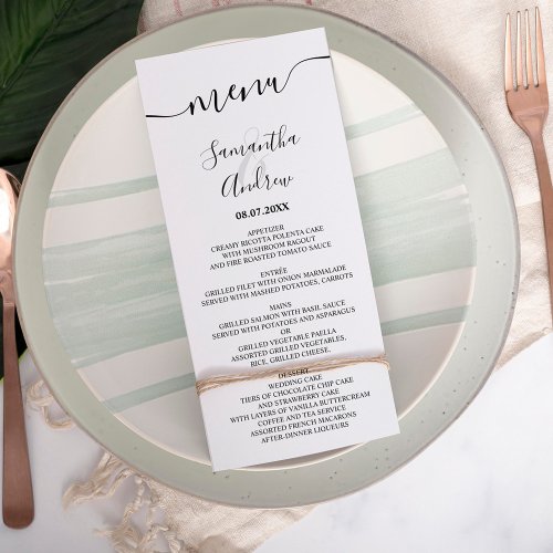 Elegant simple black white script wedding menu