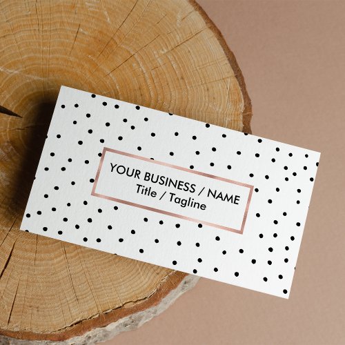 Elegant simple black white watercolor polka dots business card