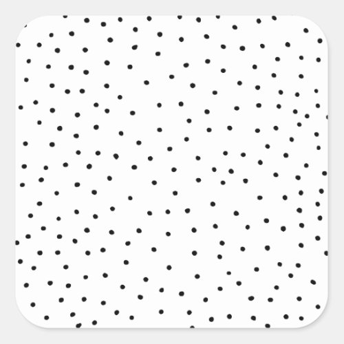 Elegant simple black white watercolor polka dots square sticker