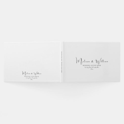Elegant Simple Black  White Wedding Guest Book
