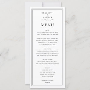 Elegant Simple Black & White Wedding Menu