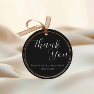 Elegant Simple Black & White Wedding Thank You Favor Tags