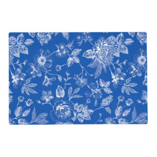 Elegant simple Blue floral chinoiserie wedding Placemat