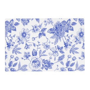 Elegant simple Blue floral chinoiserie wedding Placemat
